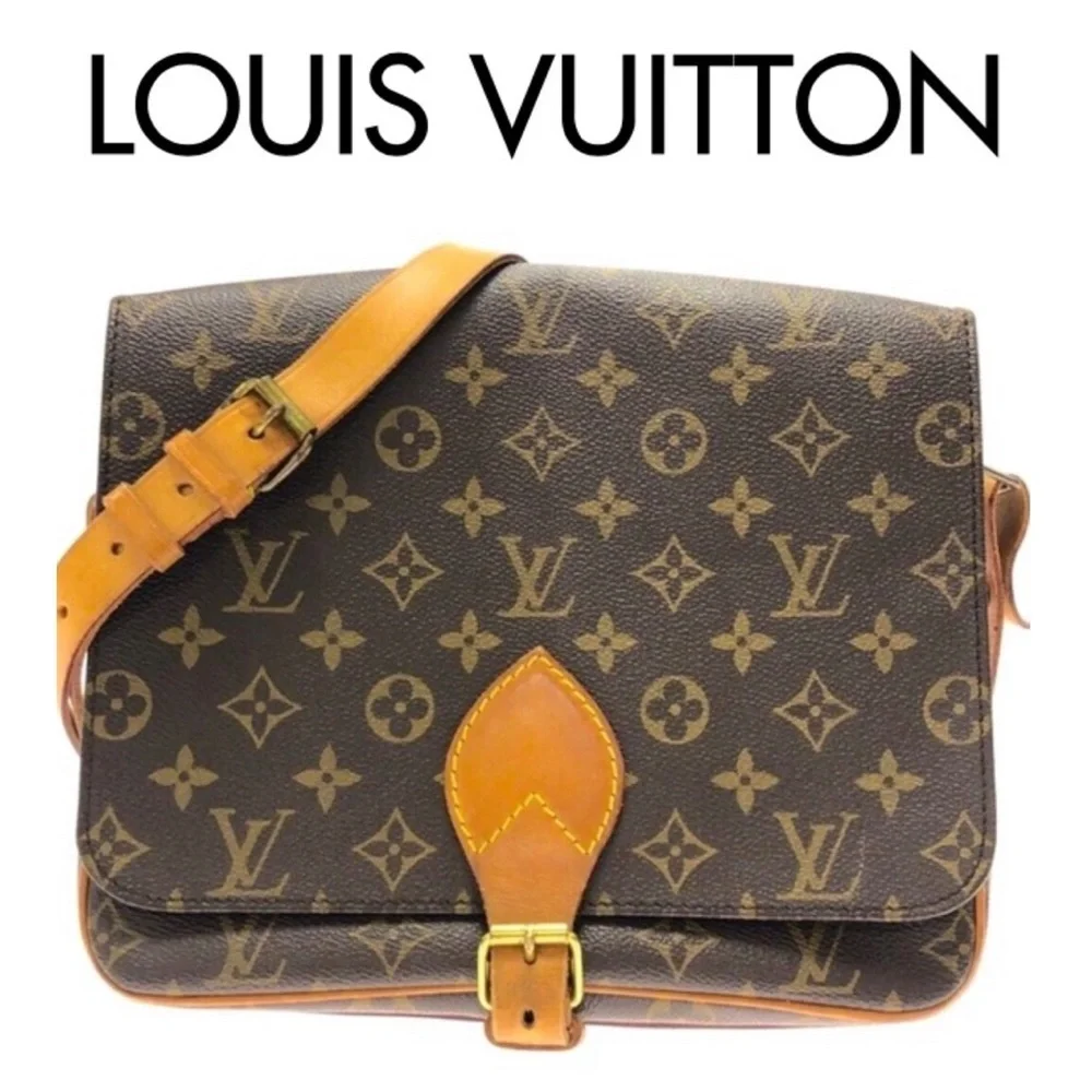 Louis Vuitton Cartouchiere Monogram MM Vintage LV Crossbody Messenger Bag/Pouch